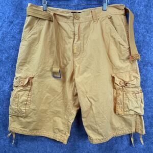 Bare Fox Shorts Mens 38 Yellow Cargo Belted Pockets Hiking Camping 90s Y2K